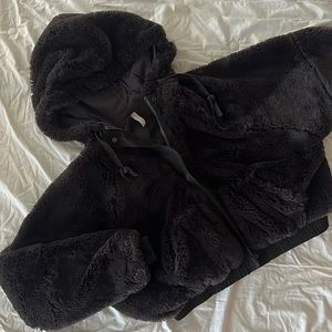 Free People Movement Faux Fur Cropped Hoodie Jacket size XS
